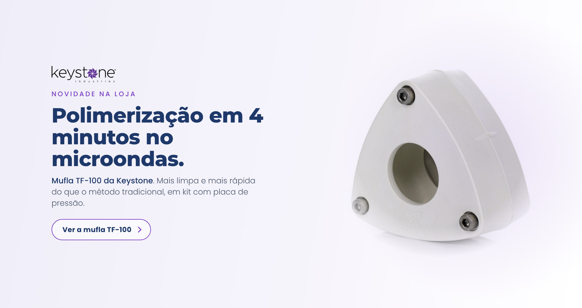 Mufla de microondas TF-100 Tecnoflask da Keystone, polimerização em 4 minutos