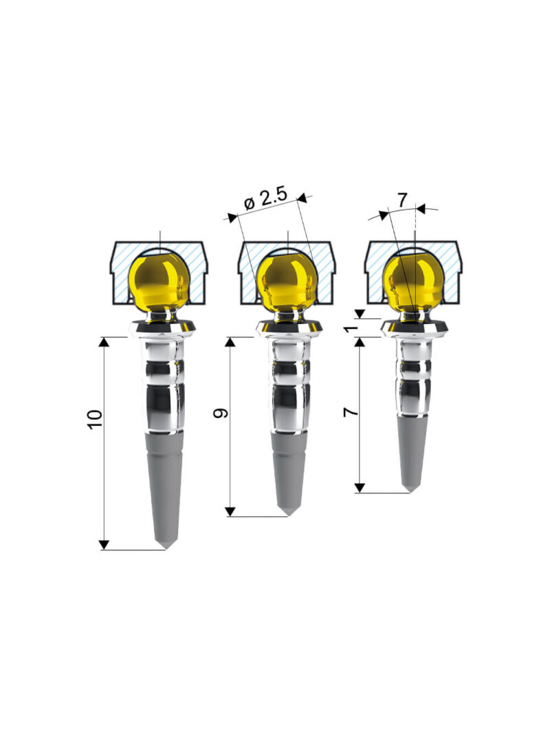 PIVOT FLEX REVESTIMENTO TIN PIVOT DE TITÂNIO COM ESFERA MÓVEL NORMAL (Ø 10 mm)