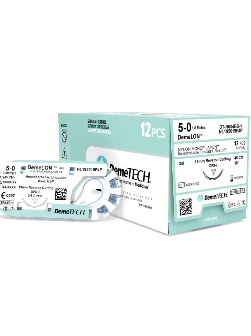 Sutura Nylon Monofil.Preta 75cm 4.0x19 3/8 Circle Reverse Cutt